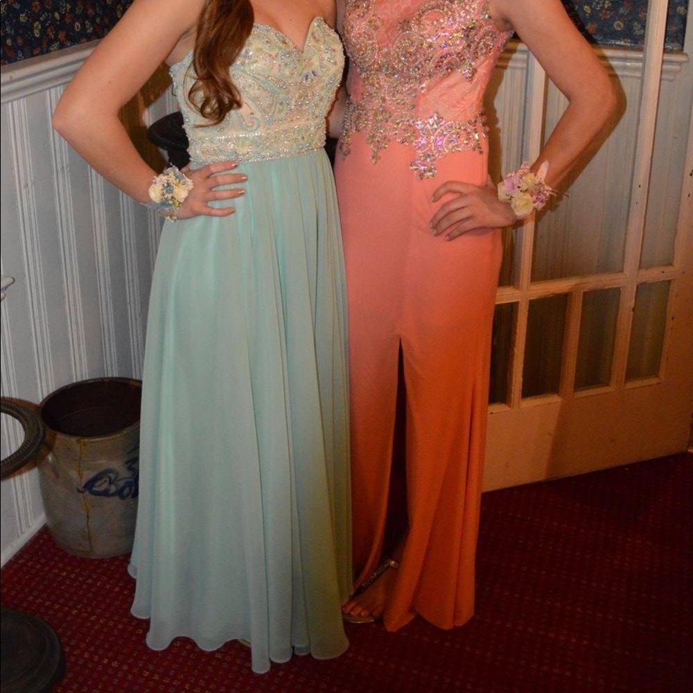 Blue Chiffon Prom Dress